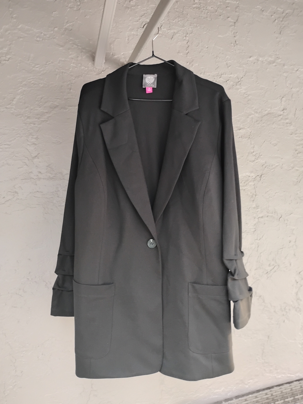 Vince Camuto Black Single-Button Longline Blazer Size 2X